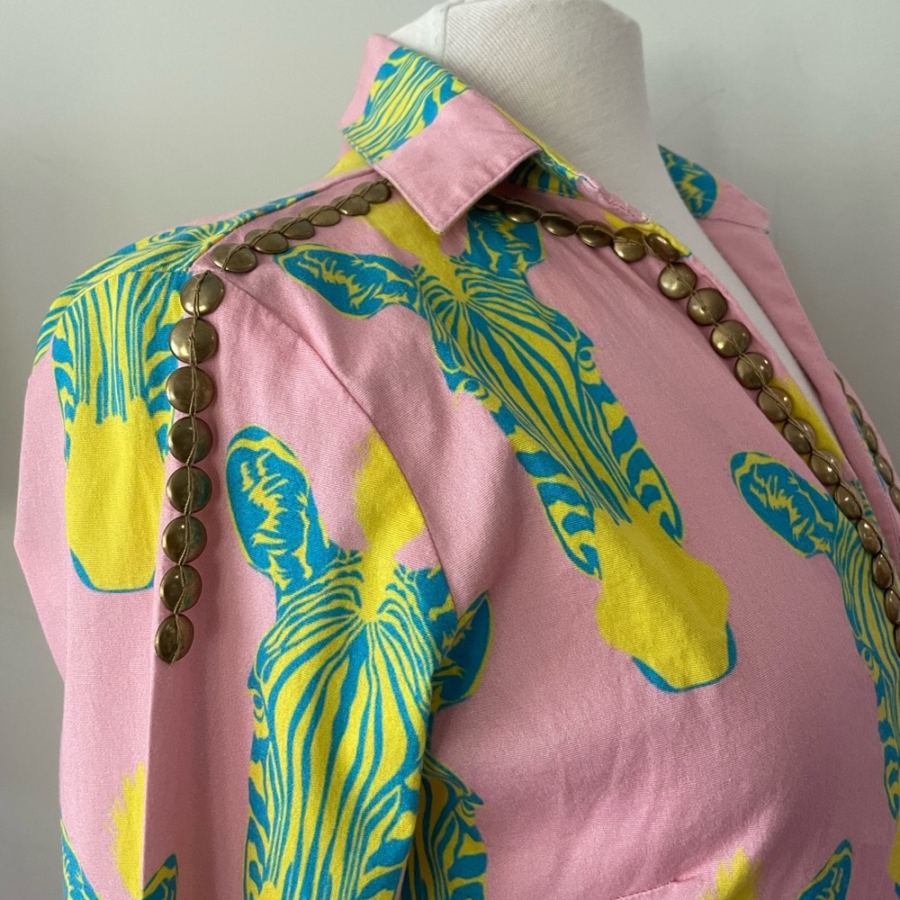 SHERIDAN FRENCH PINK GROMMET ZEBRA DRESS SIZE XS - Picture 6 of 13